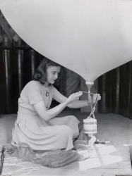 WW1 Woman Meteorologist Working on a Weather balloon