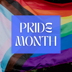 LGBTQ+ History Month text overlaying the pride flag