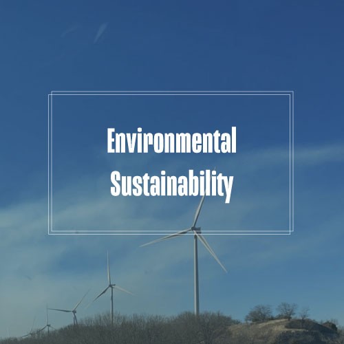 Environmental sustainability with a landscape with windmills in a field.