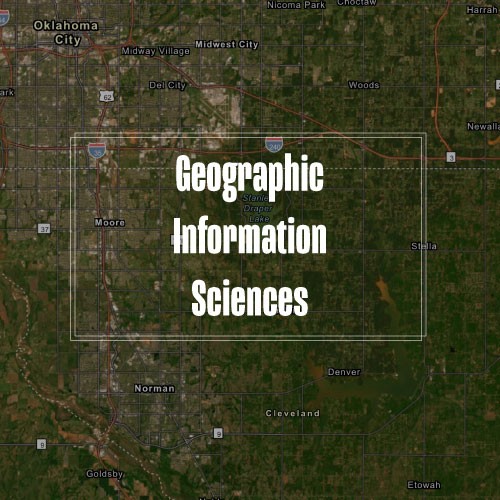 Geographic Information Sciences with a map of Oklahoma in the backround.