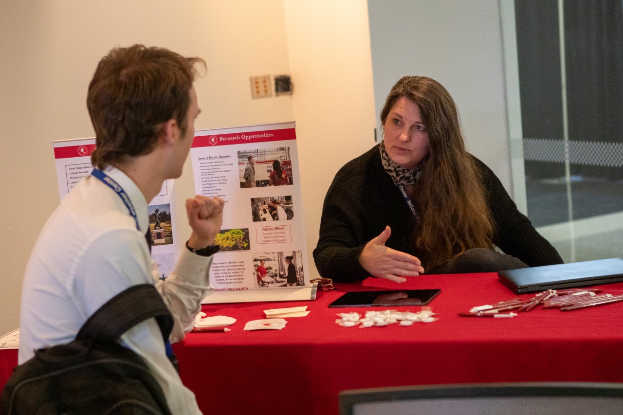 Advisor meeting with student.