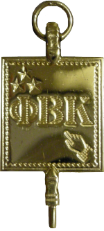  Phi Beta Kappa Key in gold, with the organization’s initials in Greek stamped onit.