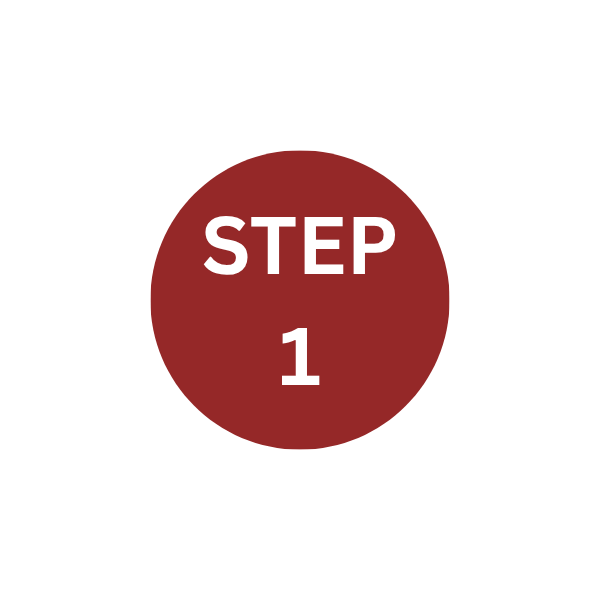 Red circle with the text "step 1" in white letters.