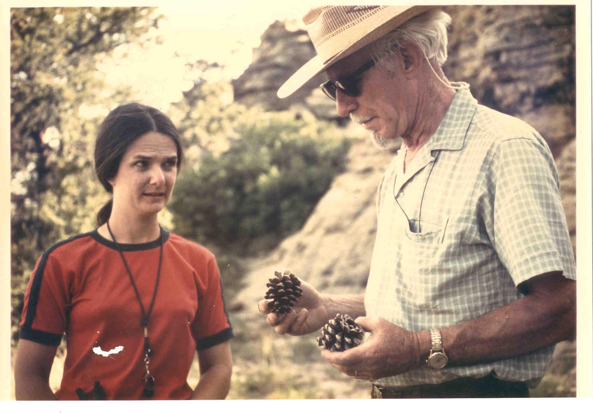 George Goodman with a female student in the field, probably 1960s or 70s.