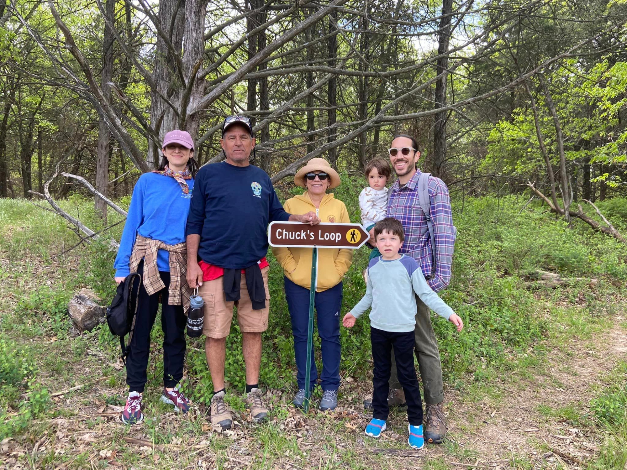 Charles Carpenter's children, grandchildren, and great grandchildren celebrate the naming of Chuck's Loop.