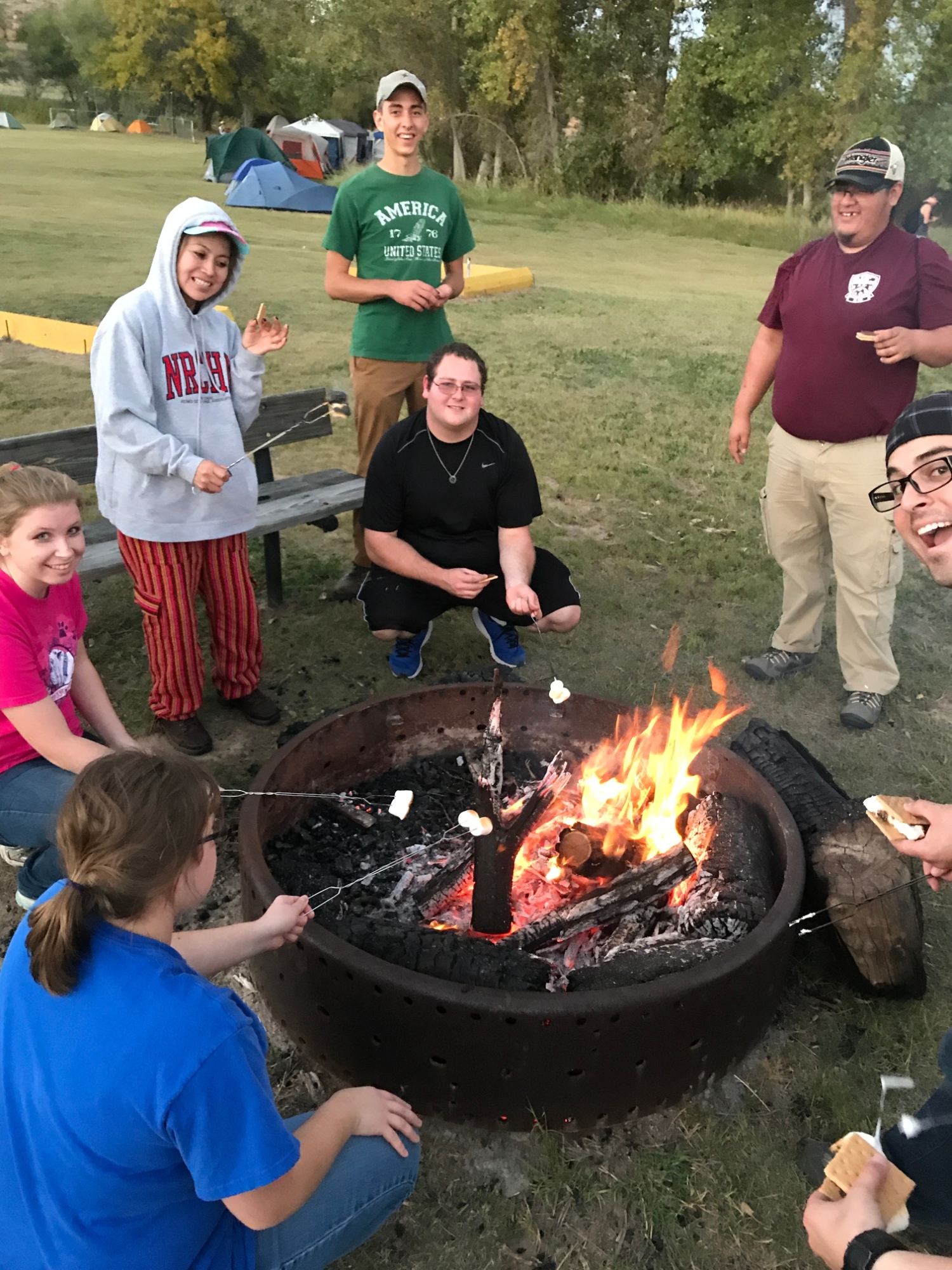 Students making s'mores during BioBlitz! 2017