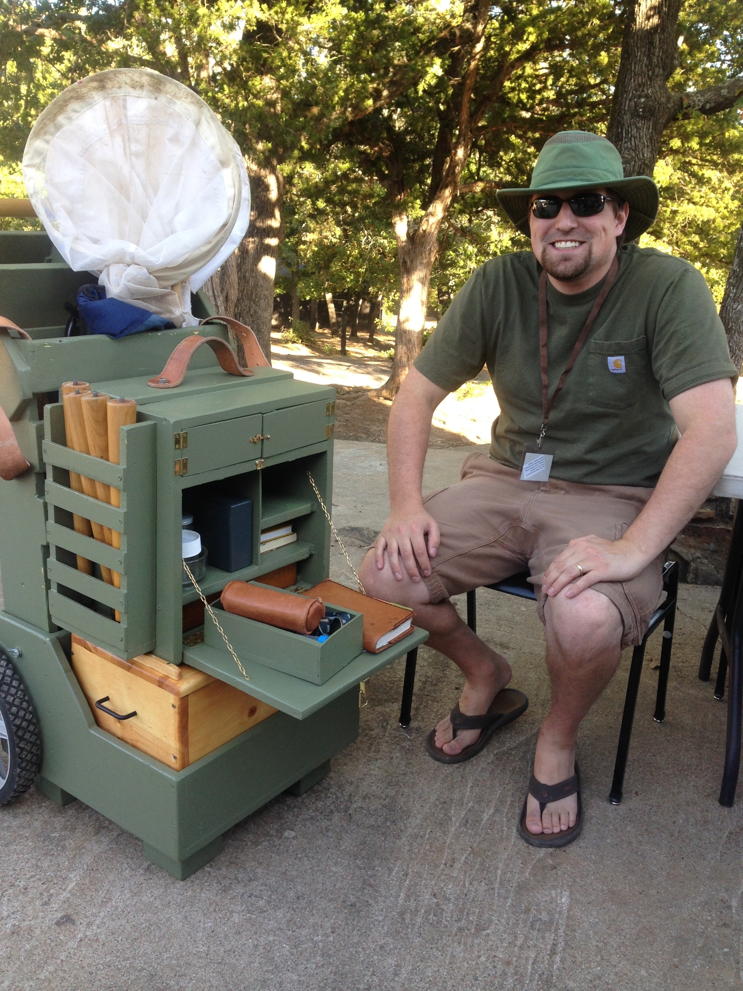 Entomologist with his collecting equipment