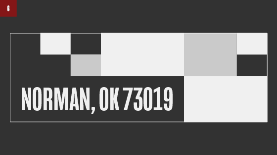 Sample grid with Norman, OK 73019 to note the location of the University of Oklahoma