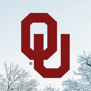 Crimson OU on snowy picture background