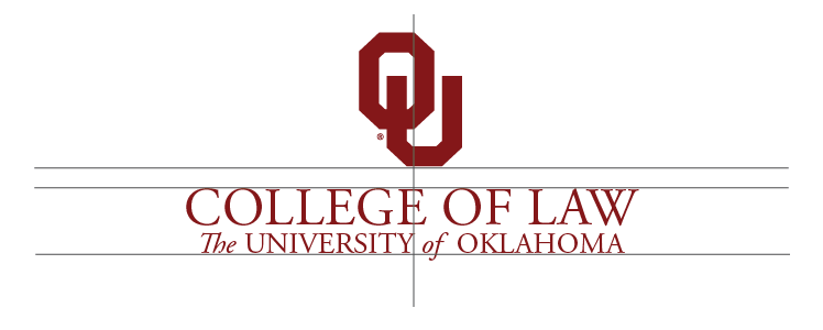 Interlocking OU, College of Law, The University of Oklahoma wordmark, two-line example