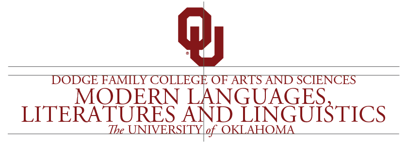 OU College of Arts and Sciences, Department of Modern Languages, Literatures and Linguistics, The University of Oklahoma wordmark, four-line example