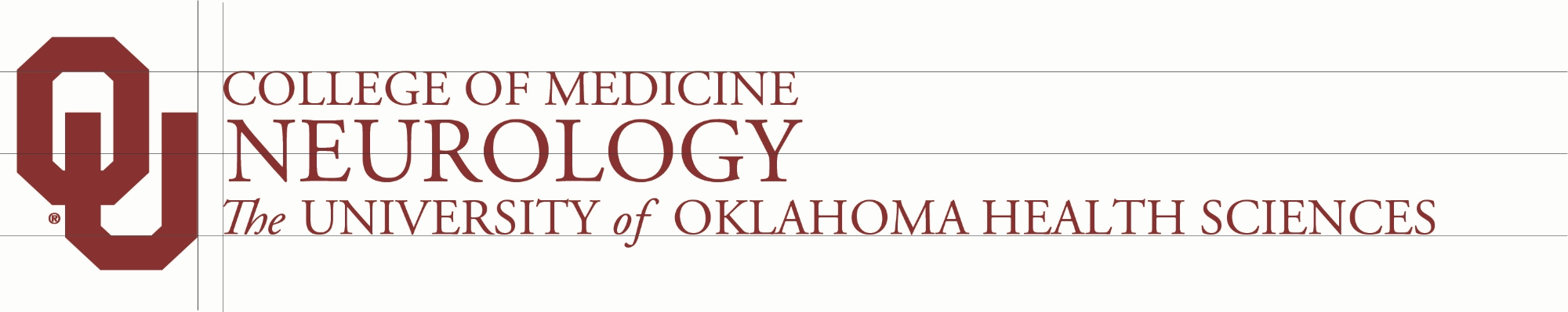 Interlocking OU, College of Medicine, Department of Medicine, The University of Oklahoma Health Sciences wordmark, three-line example.