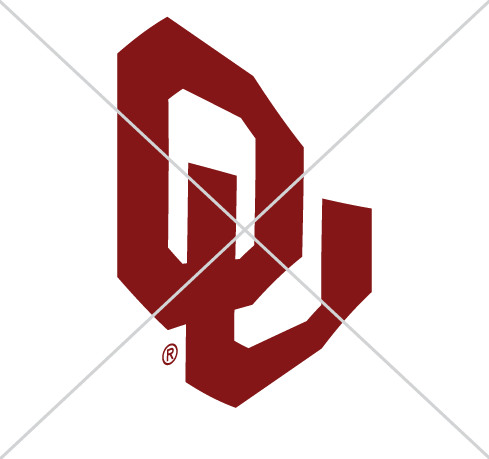 A skewed version of the interlocking OU with an "X" drawn over it. Never skew or distort any OU logo.
