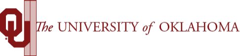 Interlocking OU, The University of Oklahoma wordmark. Illustrating the spacing with width markers.