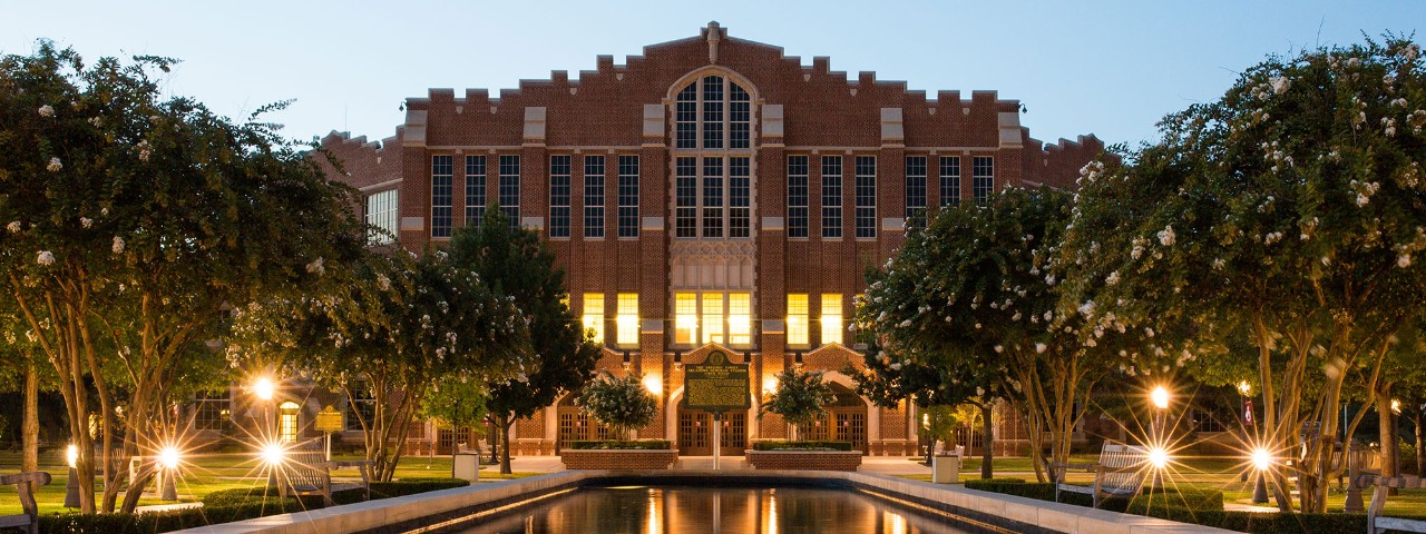 McCasland Field House on the University of Oklahoma Norman campus, at twlight.