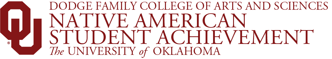 Interlocking O U, Dodge Family College of Arts & Sciences, Native American Student Achievement, The University of Oklahoma website wordmark.