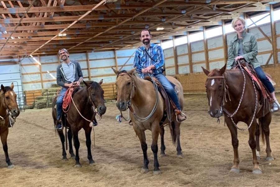 CEIGR Team members are treated to a horse riding lesson by the staff at Project H3LP! in Eagle Butte, SD. 