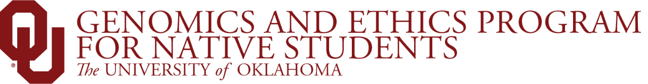 Interlocking O U, Genomics and Ethics Program for Native Students, The University of Oklahoma website wordmark.
