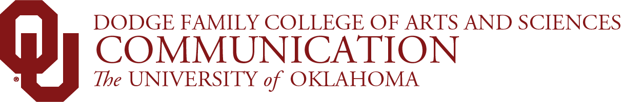 Interlocking OU, Dodge Family College of Arts and Sciences, Department of Communication, The University of Oklahoma wordmark.