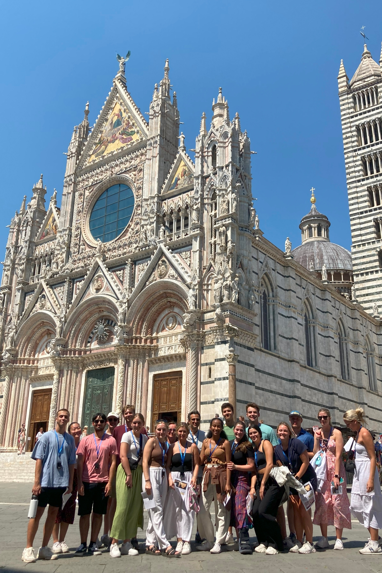 Study abroad group in front of a decorative church. 