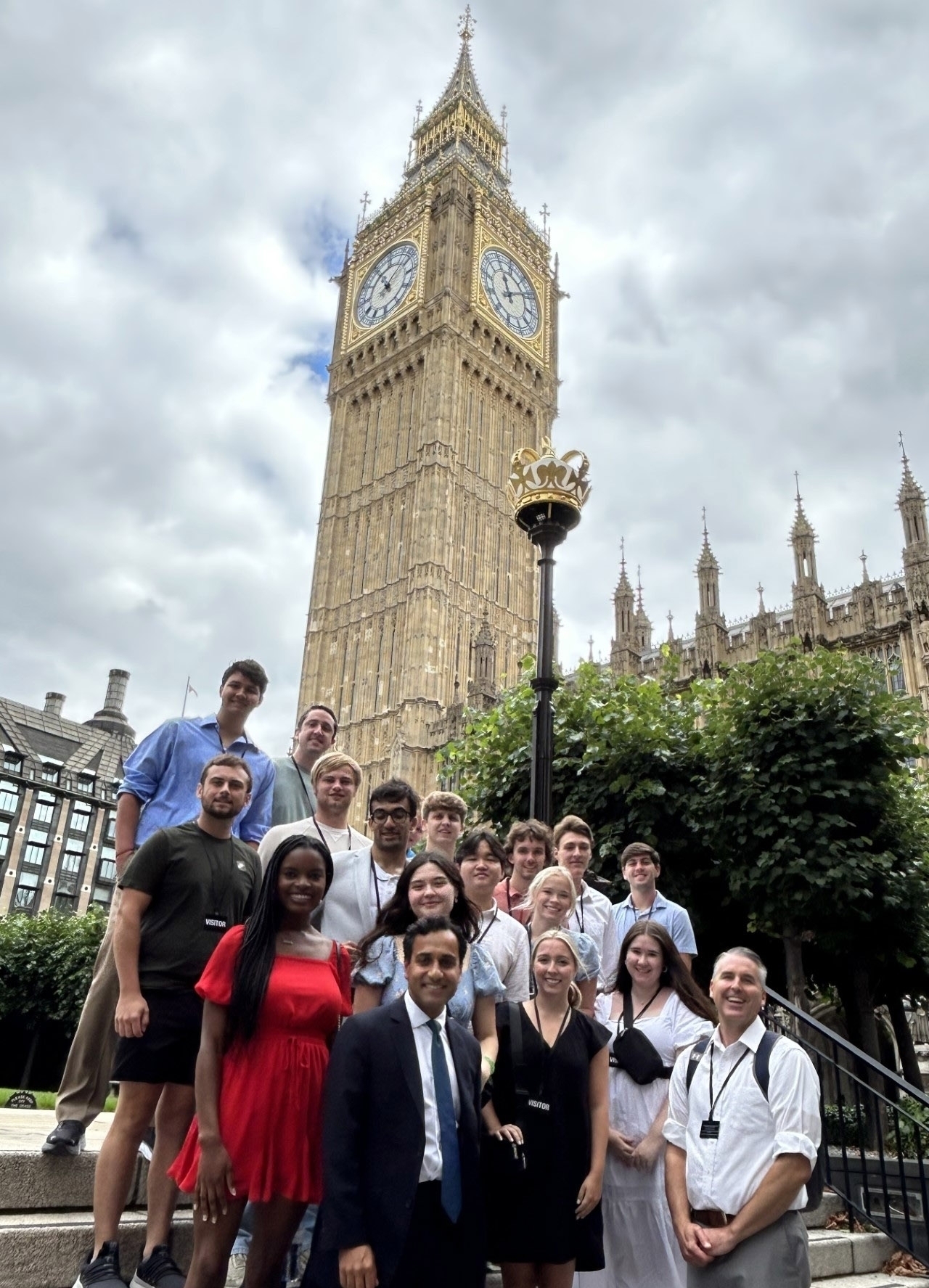 Study abroad group in front of the John Snow Water Pump.