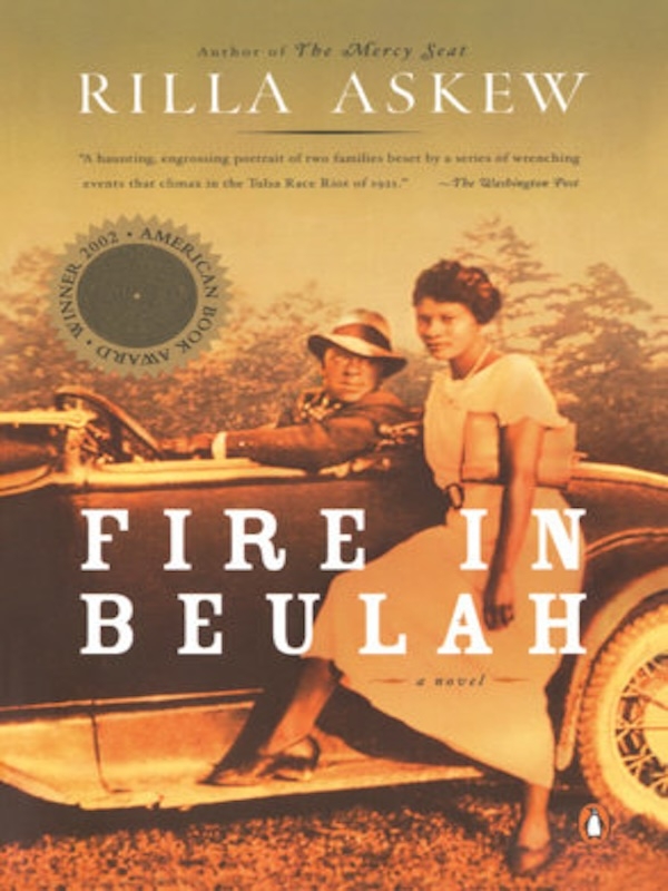 Fire in Beulah book cover. Written by Rilla Askew.