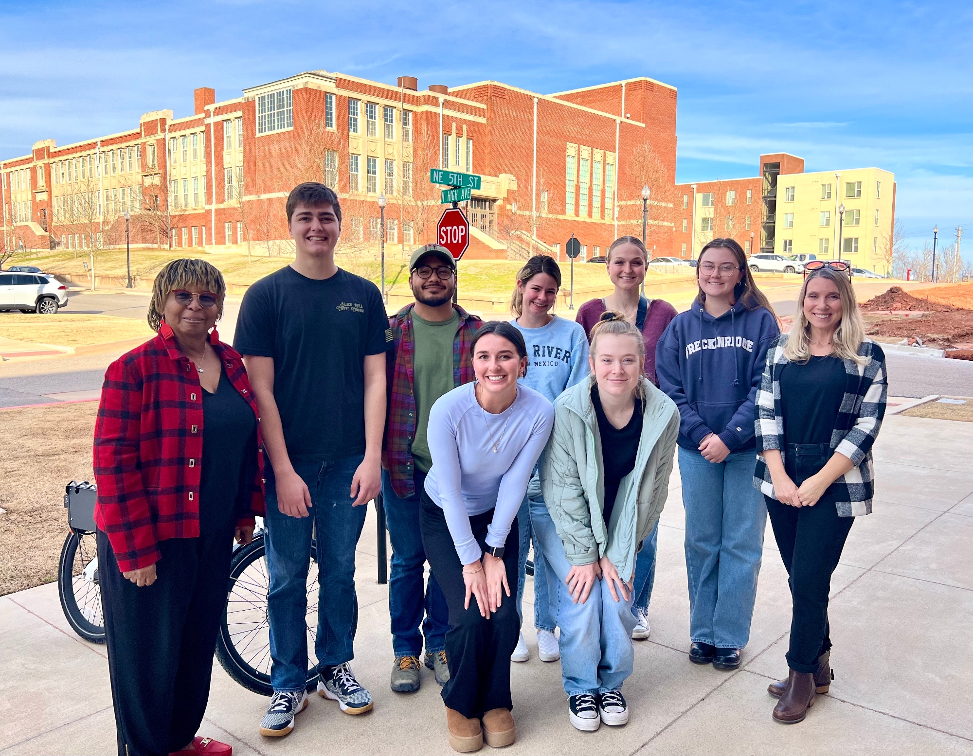 Capstone students pose for a photo during a site visit to the JFK neighborhood in Oklahoma City.