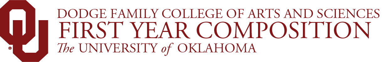 Interlocking OU, Dodge Family College of Arts and Sciences, First Year Composition, The University of Oklahoma website wordmark.