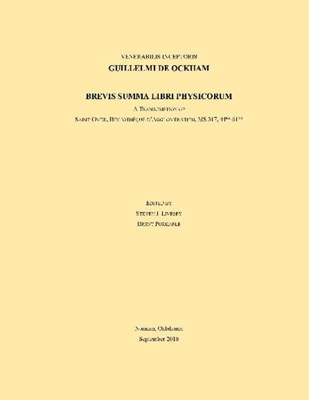Cover of Guillelmi de Ockham,  Brevis summa libri Physicorum.  A Transcription of Saint-Omer, Bibliothèque d’Agglomération