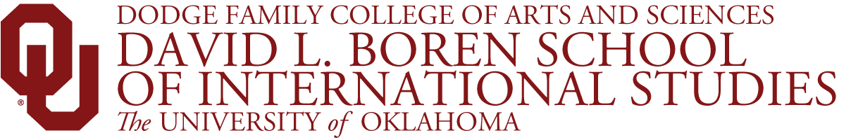 Interlocking OU, David L. Boren School of International Studies, Dodge Family College of Arts and Sciences, The University of Oklahoma website wordmark.