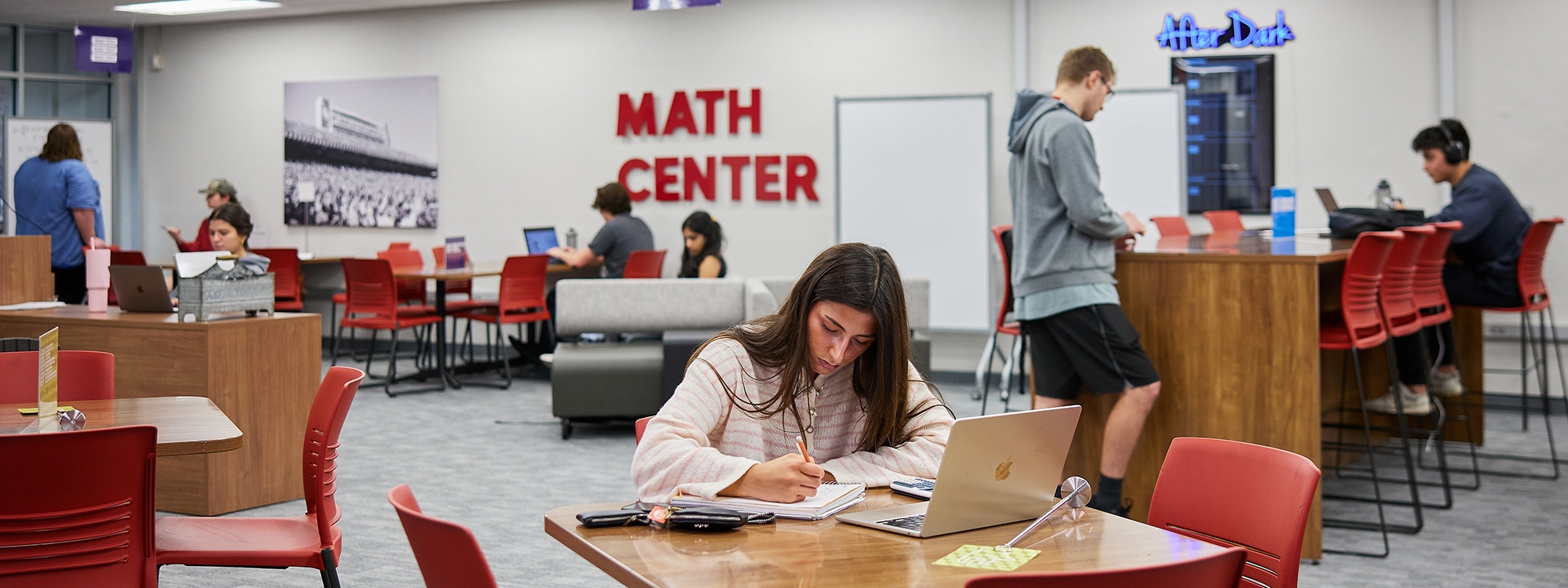 Students in the newly renovated Math Center.