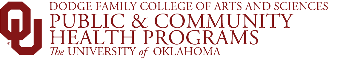Interlocking OU, Dodge Family College of Arts and Sciences, Public & Community Health Programs, The University of Oklahoma website wordmark.