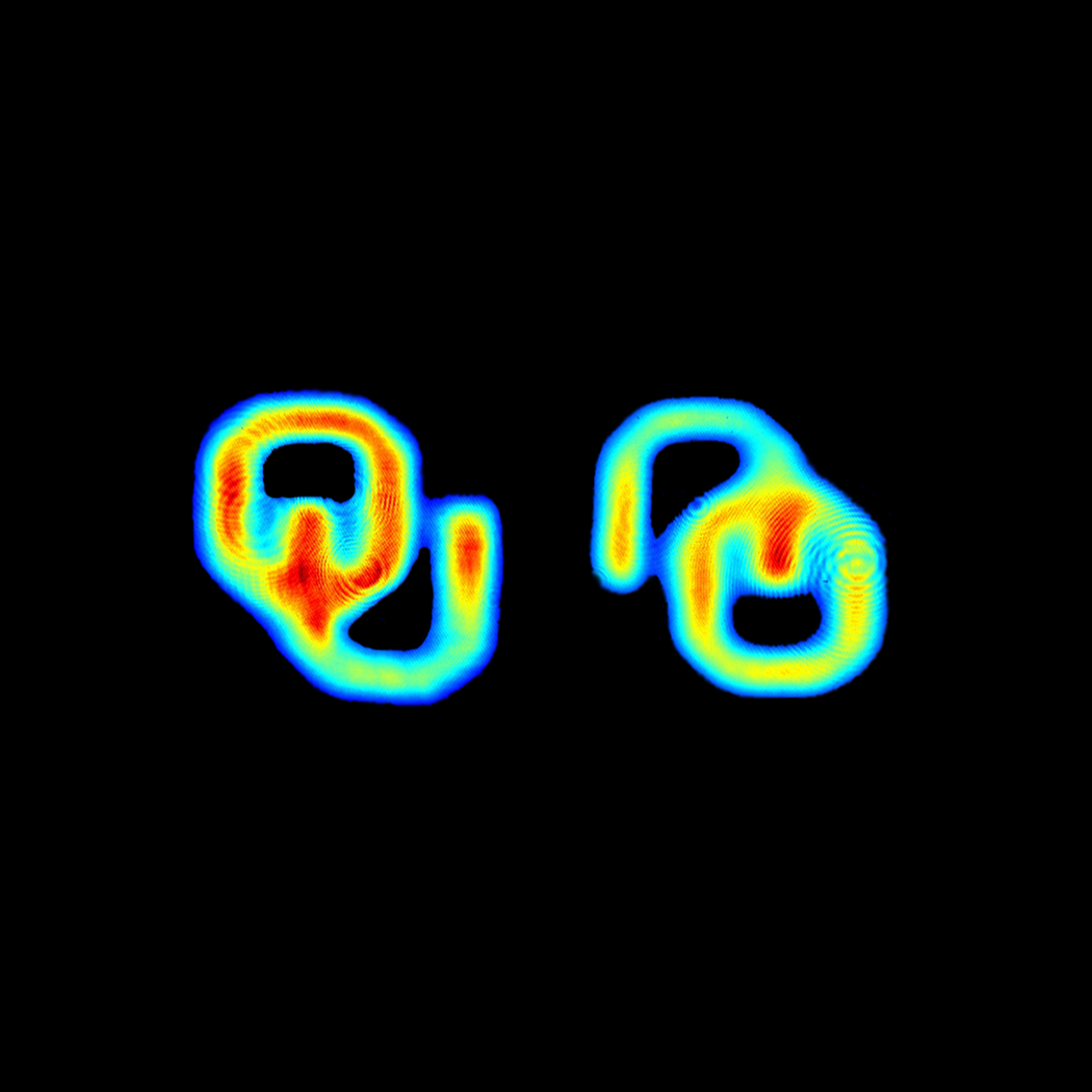 Entangled states of light produce the OU logo in Dr. Marino's quantum optics lab.