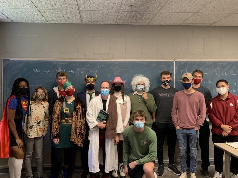 A group of students in the ASTR 3103 class dressed up for Halloween.