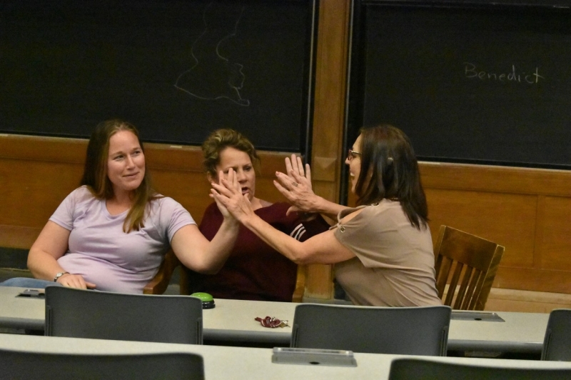 Amanda Vance-Tabor (left), high-fiving Cindy Pack (right), during P&A Awards Ceremonies, 2019!