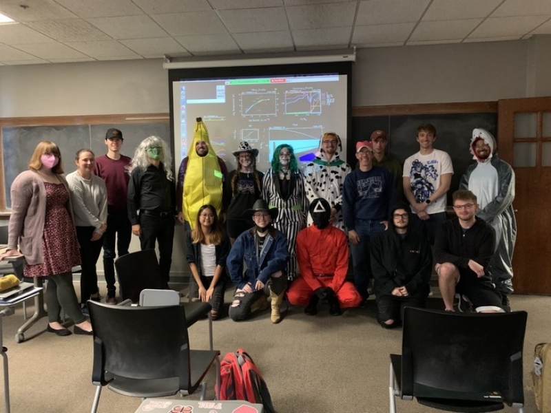 The ASTR 4303 class dressed up for Halloween.