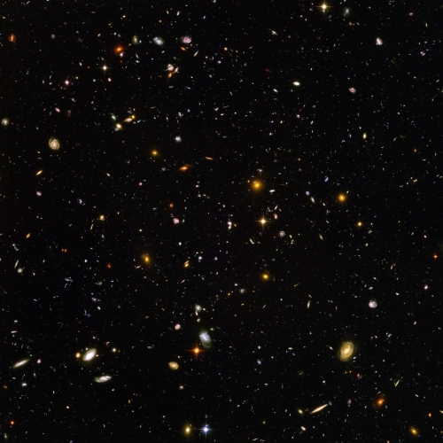 The Hubble Ultra-Deep field, showing around 10000 galaxies.