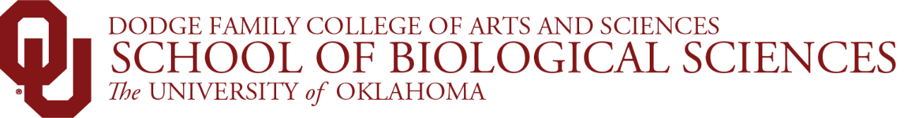 Interlocking OU, Dodge Family College of Arts and Sciences, School of Biological Sciences, The University of Oklahoma website wordmark.