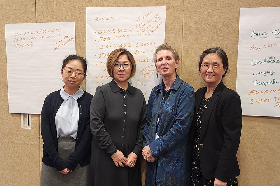 PhD Student Xue Pan, Drs. Noyori-Corbett, Ruan, and Abbas.