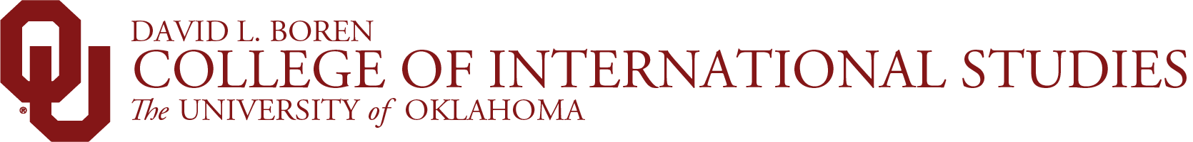 Interlocking OU, College of International Studies, The University of Oklahoma website wordmark.