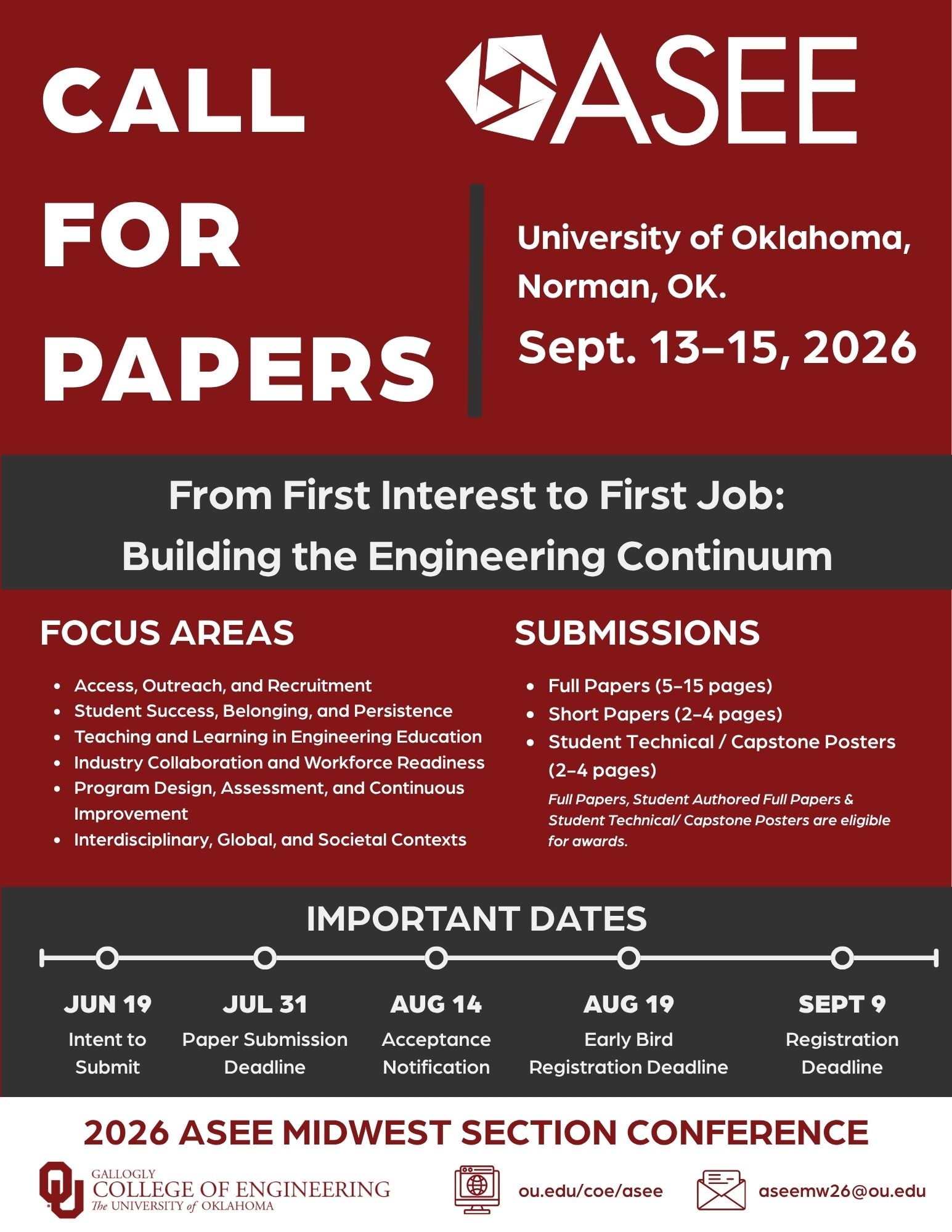 Call for papers, September 9 is the registration deadline. 