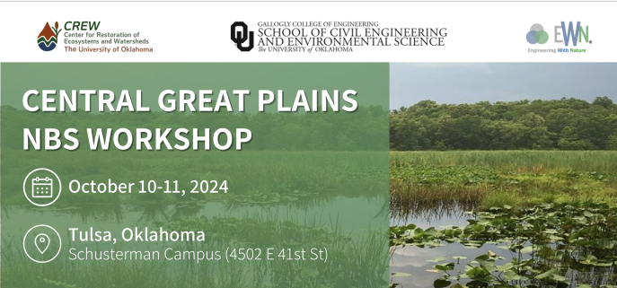 Image and text about the Central Great Plains NBS Workshop October 10-11, 2024 at the Schusterman Campus in Tulsa, OK