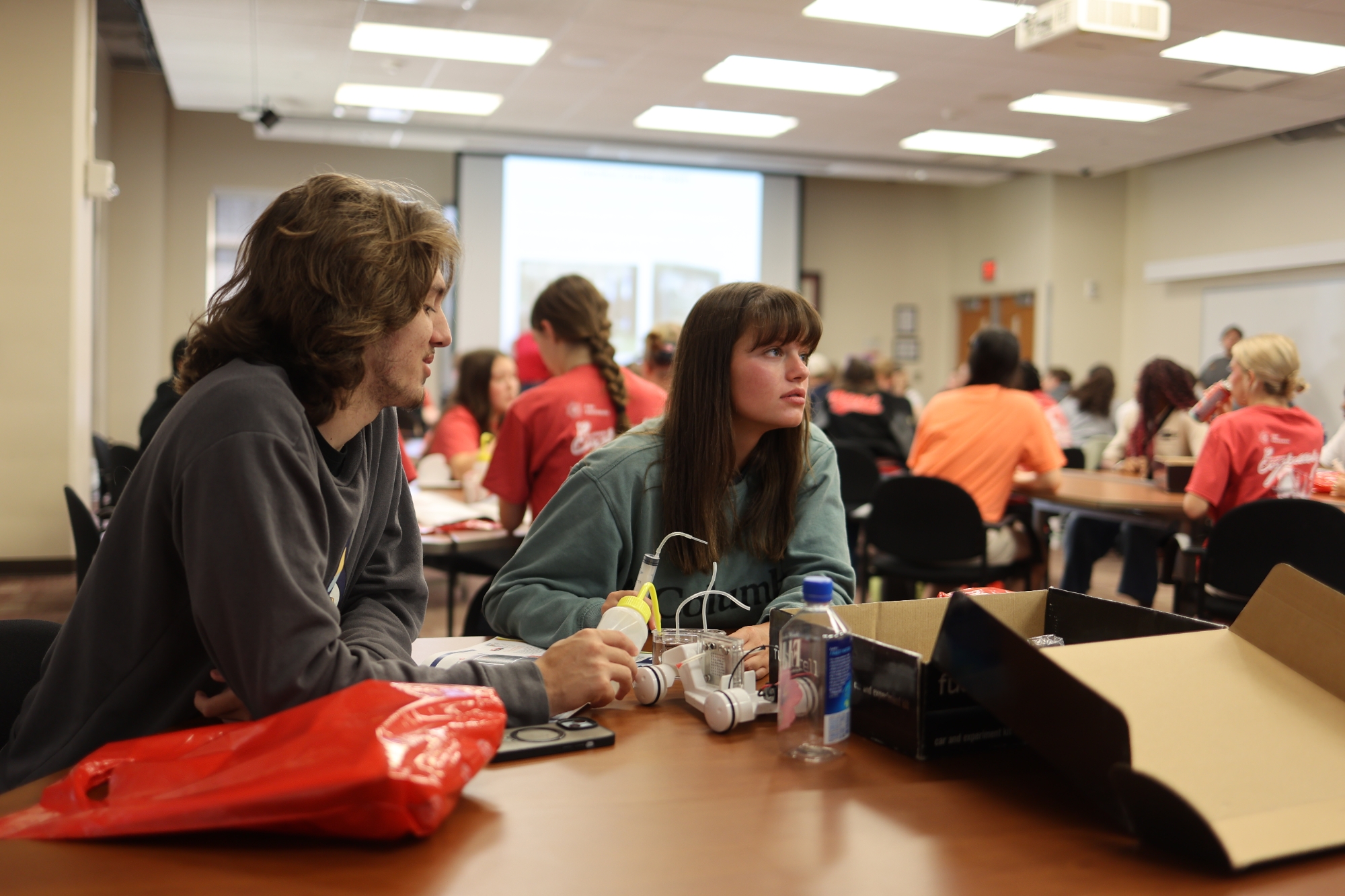 Students competing in chemical car competition