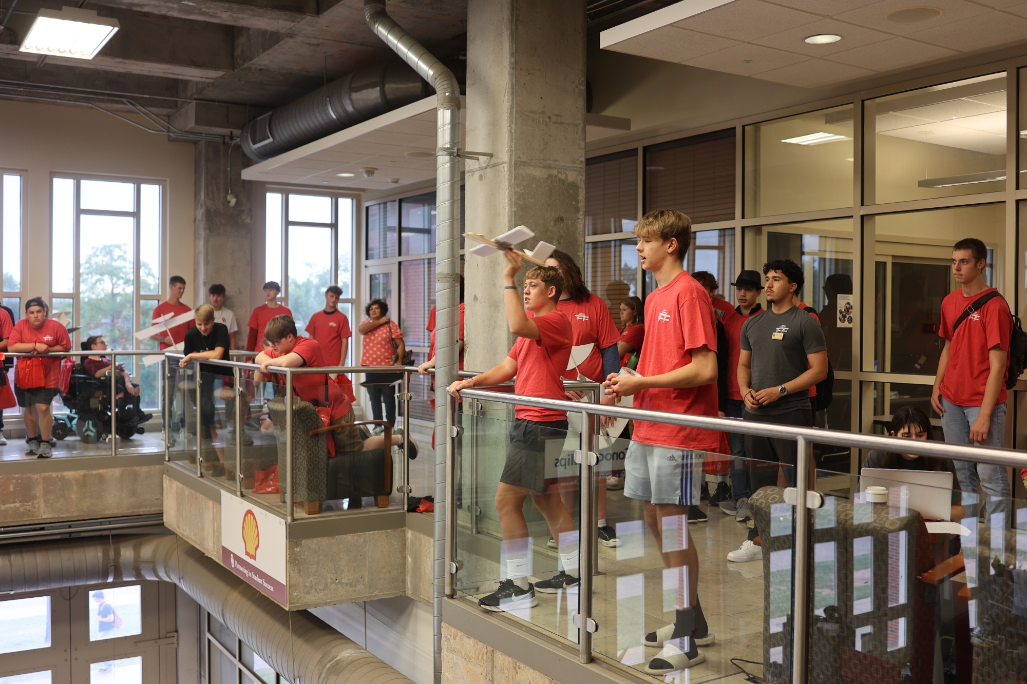 Students competing in airplane competition