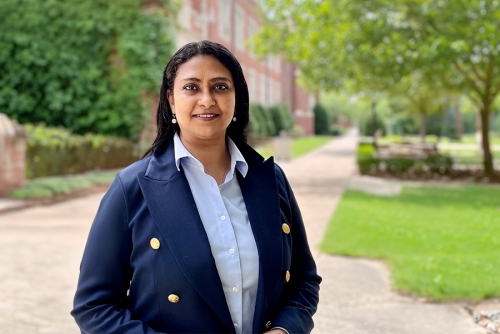 Computer Science professor Marmar Moussa standing in the Engineering Quad.