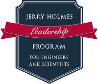 Jerry Holmes Leadership Program for Engineers and Scientists Dark blue and crimson banner logo