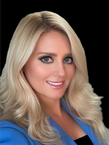 Woman in a blue suit