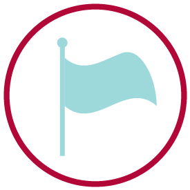 Circle with pennant icon.