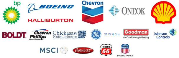 WiE Sponsors list: BP, Boeing, Chevron, OneOK, Shell, Halliburton, Boldt, Chevron Phillips, Chickasaw Nation Industries, GE Oil & Gas, Goodman Air Conditioning and Heating, Johnson Controls, MSCI, Peterbilt, Phillips 66, and Union Pacific.