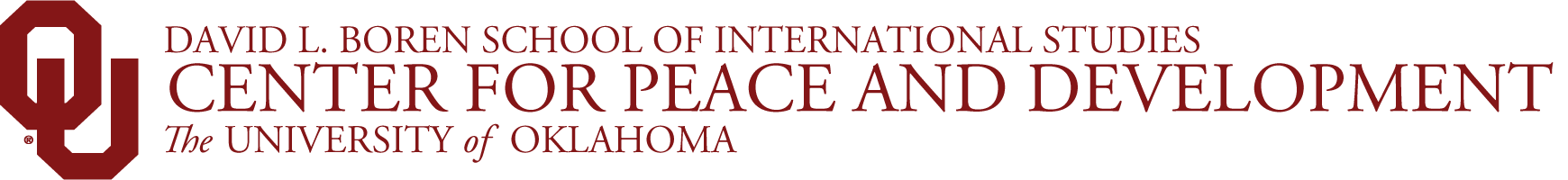 Interlocking O U, David L. Boren School of International Studies, Center for Peace and Development, The University of Oklahoma logo.
